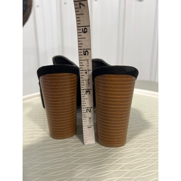 JustFab Bijou Heeled Mule Sandal Womens 10 Black Microfiber Open Toe Block Heel - Picture 6 of 11